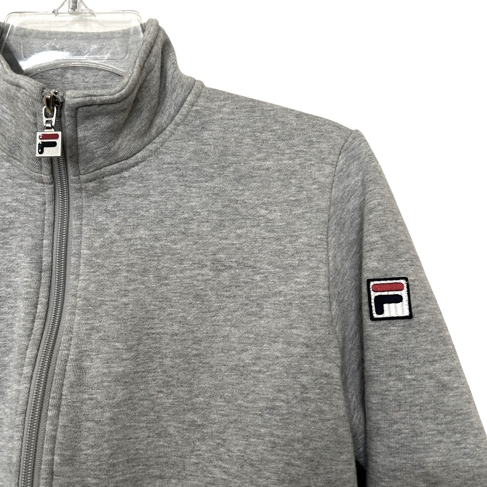 FILA Zip-Up Jacket Women's Medium Gray Logo Sleeve Cotton Blend - Picture 4 of 9